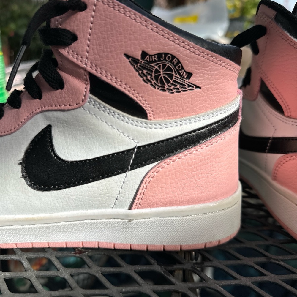 Nike Jordans Women's Pink and Black High-Top Sneakers